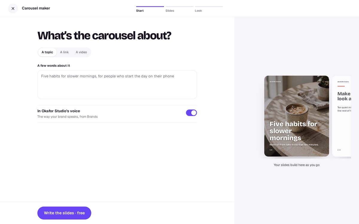 Starting a carousel