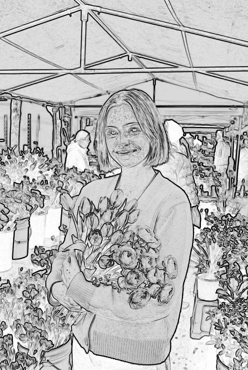 Sketch on a sample photo