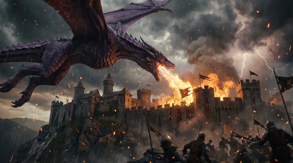 Dragon over the castle